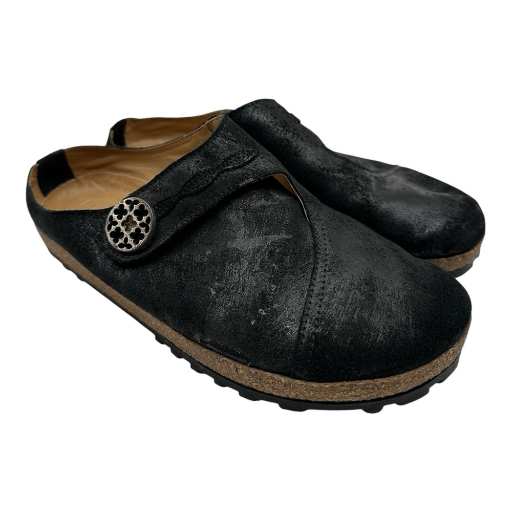 Haflinger Adventure Clogs Womens EU 41 US 10 Black Leather Slip‎ On Flat Comfort